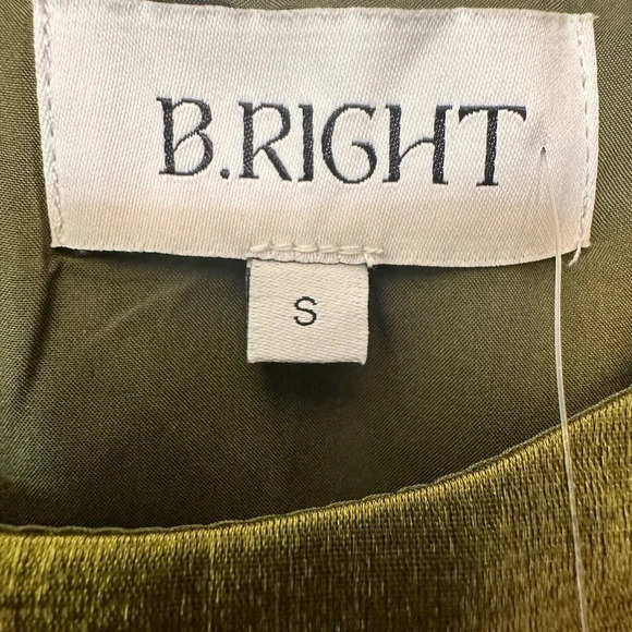 B.Right olive green shimmer balloon bottom sleeveless dress NWT - Picture 6 of 11